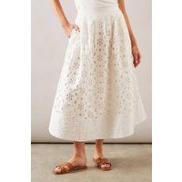 Womens Broderie Midaxi Skirt