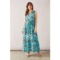 Butterfly Tiered Sleeveless Maxi Dress