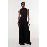 Soft Tailored Halter Neck Pleated Jumpsuit