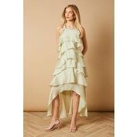 Ruffle Detail Tiered Midi Dress
