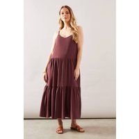 Womens Woven Strappy Midi Sundress