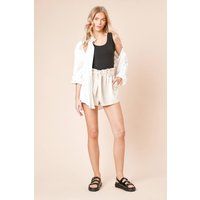 Womens Belted Paper Bag Shorts