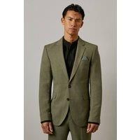 Khaki Textured Slim Fit Suit Jacket