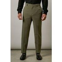 Khaki Textured Slim Fit Suit Trousers