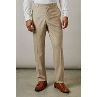 Neutral Textured Slim Fit Suit Trousers