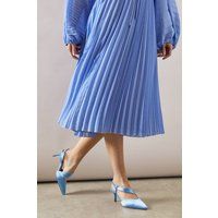 Womens Evelyn Satin Asymmetric Slingback Kitten Heel Court Shoes