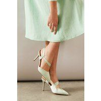 Wide Fit Everly Satin Asymmetric Pointed Stiletto High Heel Court Shoes