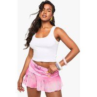 Womens Tie Dye Beaded Mini Beach Rara Skirt