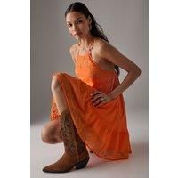 HCD Chiffon Embroidered Halter Mini Dress