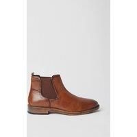 Mens Brown Leather Smart Chelsea Boots - 8