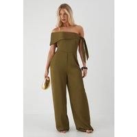 Misspap Olive Wide Leg Jumpsuit Womens Occasion Jumpsuits
