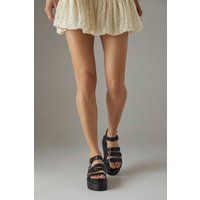 Womens Faith: Celina Faux Leather Flatform Strappy Footbed Chunky Sandals