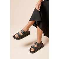 Womens Faith: Cassian Double Buckle Slingback Chunky Footbed Sandals
