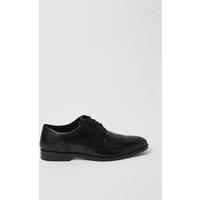 Mens Black Leather Brogue Shoes - 12