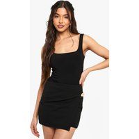 Womens Crepe Button Detail wrap Mini Skirt