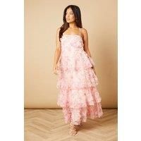 Petite Floral Textured Strappy Midaxi Dress