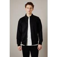 Mens Black Zip Through Jersey Bomber - Xl