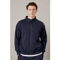 Mens Navy Zip Through Jersey Bomber - L