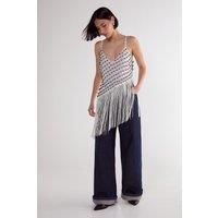 Studded Asymmetric Fringed Cami Top