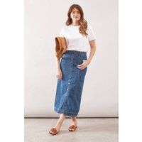 Womens Button Through Denim Midi Skirt