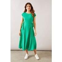 Wallis Women's Viscose Tie Waist Midaxi Dress in Green | Size: 16