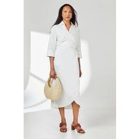Debenhams Women's Wrap Skirt Collared Shirt Dress in Ivory | Size: 10