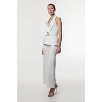 Compact Stretch Halterneck Tailored Wide Leg Jumpsuit