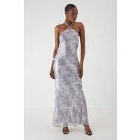 MissPap Women's Sequin Printed Halterneck Maxi Dress in Stone | Size: 12