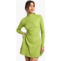 Womens High Neck Ruched Side Skater Dress
