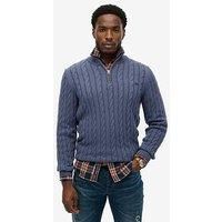 Superdry Superdry Cotton Classic Cable Knitted Quarter Zip - Blue