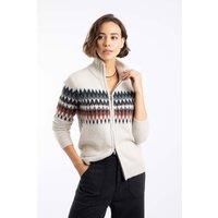 Weird Fish Women's Lenka Fair Isle Full Zip Knit Cardigan in Ivory | Size: 20