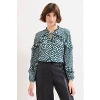 Phase Eight Women's Manon Frill Blouse in Green | Size: 14