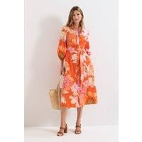 Phase Eight Women's Kristina Floral Shirt Dress in Orange | Size: 12