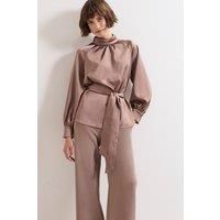 Phase Eight Women's Celene Satin Blouse in Brown | Size: 14