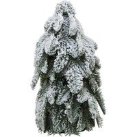 Hill Interiors Snowy Fir Tree Christmas Decoration / 29cm x 12cm x 17cm White/Gr