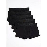River Island Jacquard Waistband Pack Of 5 Trunks - Black
