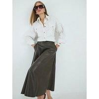 River Island Faux Leather Midi Skirt