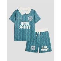 River Island Older Boys Football T-Shirt Set - Khaki