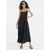 River Island Sleeveless Plisse Maxi Dress - Black
