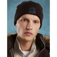 River Island Badge Hat Beanie Hat - Brown