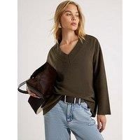 River Island Knitted V Neck Jumper - Green