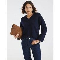 River Island Knitted V Neck Jumper - Navy