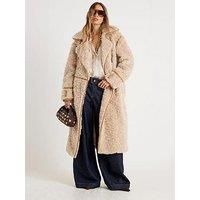 River Island Faux Shearling Coat - Cream