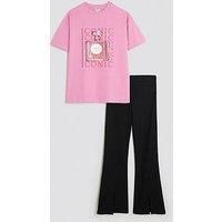 River Island Older Girls Iconic Perfume Kickflare Set - Pink