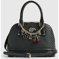 River Island Embossed Monogram Print Charm Tote Bag - Black