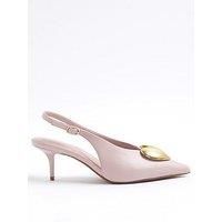 River Island Heart Detail Court Heels - Pink