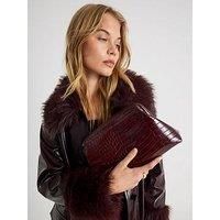 River Island Croc Textured Patent Clutch Bag - Red