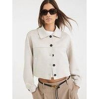 River Island Faux Suede Overshirt - Natural