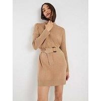 River Island Belted Jumper Dress - Brown