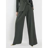 River Island Wide Leg Tailored Trousers - Green